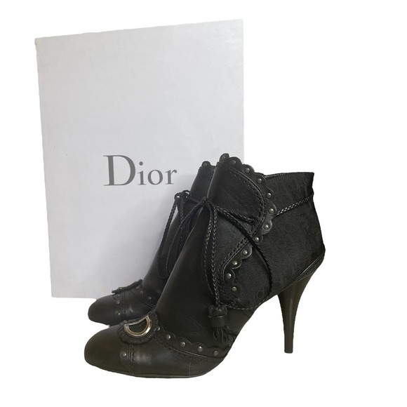 Dior Vintage Booties Black Leather - Picture 1 of 15